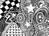 Disegno da colorar antistress Happy New Year 2016