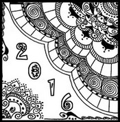 Art Therapy coloring page Happy New Year Card 2016