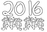Disegno da colorar antistress Anno della scimmia 2016