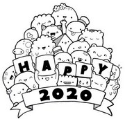 Desenho para colorir anti stress Happy 2020