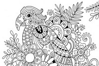 Dibujo para colorear relajante Papagayo