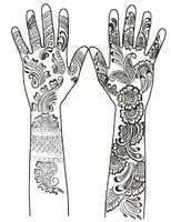 Coloriage anti-stress Mains tatouées au henné