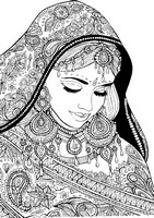 Art Therapy coloring page Arabic woman with festive clothes