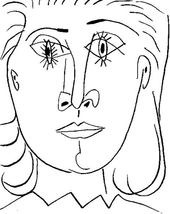 Desenho para colorir anti stress Picasso