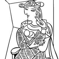 Coloriage anti-stress Femme assise