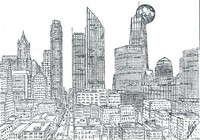 Målarbild Manhattan Skyline
