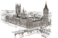Disegno da colorar antistress Westminster e il Big Ben