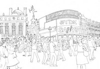 Dibujo para colorear relajante Piccadilly Circus