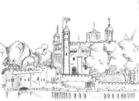 Dibujo para colorear relajante Torre de Londres