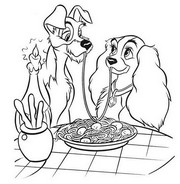 Art Therapy coloring page Romantic dinner (The Beautiful and the Tramp)