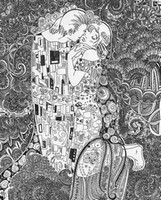 Art Therapy coloring page The kiss (Gustav Klimt)