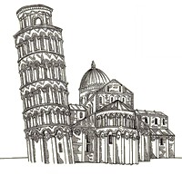 Dibujo para colorear relajante Torre de Pisa
