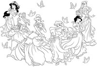 Dibujo para colorear relajante Disney Princesas 
