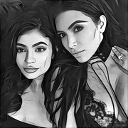 Dibujo para colorear relajante Kim Kardashian y Kylie Jenner