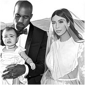 Målarbild Äktenskapet mellan Kim Kardashian och Kanye West