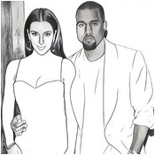 Coloriage anti-stress Kim Kardashian et Kanye West