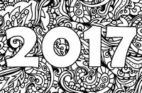 Dibujo para colorear relajante Año Nuevo 2017