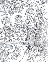Desenho para colorir anti stress Montanha Ibex