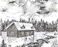 Art Therapy coloring page Chalet in the snow
