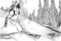 Dibujo para colorear relajante Esquiador