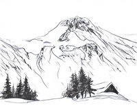 Dibujo para colorear relajante Montañas nevadas