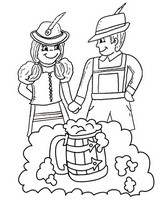 Dibujo para colorear relajante Oktoberfest - Festival de la cerveza