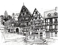 Målarbild Village i Tyskland