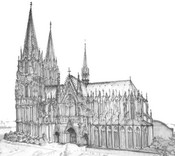 Dibujo para colorear relajante Catedral de colonia