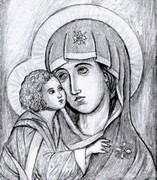 Målarbild Maria och Jesus