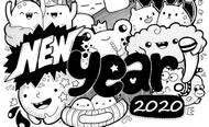 Desenho para colorir anti stress New Year 2020