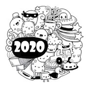 Desenho para colorir anti stress Feliz ano novo 2020