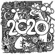 Desenho para colorir anti stress Ano do rato 2020