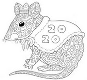 Dibujo para colorear relajante Año de la rata 2020