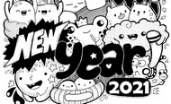 Desenho para colorir anti stress New Year 2021