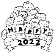 Disegno da colorar antistress Happy 2022