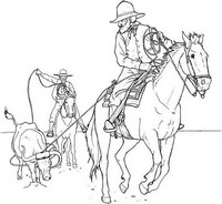 Dibujo para colorear relajante Vaqueros a caballo