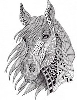 Dibujo para colorear relajante Cabeza de caballo