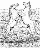 Art Therapy coloring page Horses on 2 legs