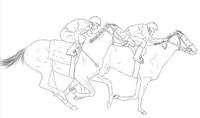 Disegno da colorar antistress Course di cavalli