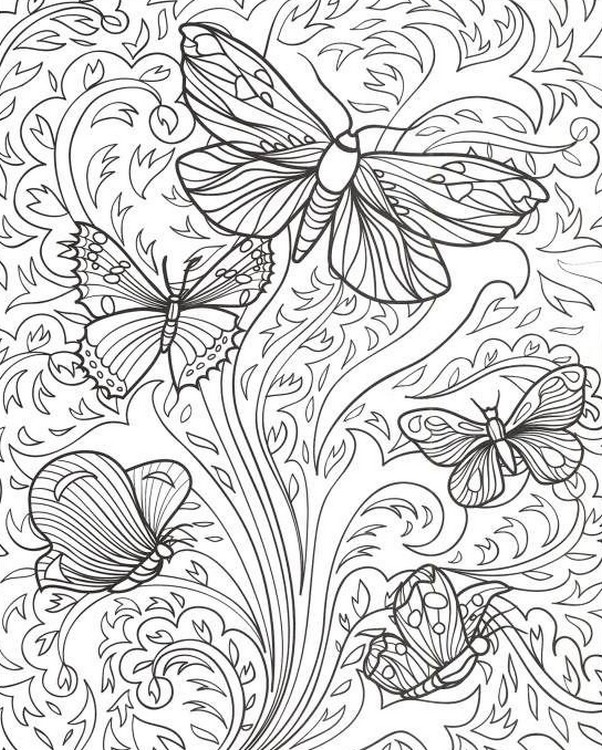Disegno da colorar antistress Farfalle