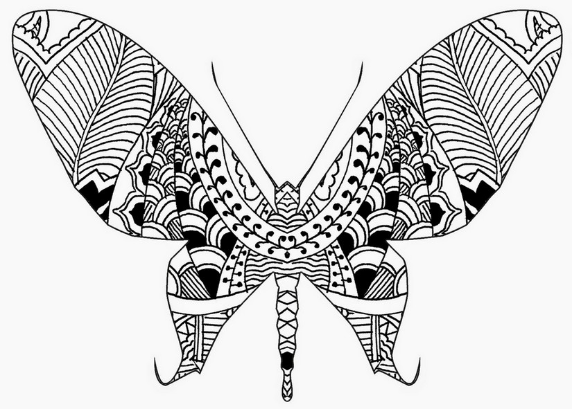 Disegno da colorar antistress Farfalle