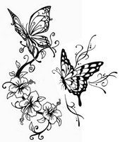 Coloriage anti-stress Tatouage papillons