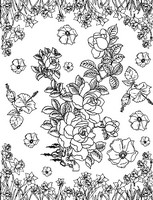 Dibujo para colorear relajante Narcisos y rosas 