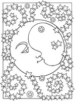Dibujo para colorear relajante La luna y las estrellas