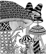 Desenho para colorir anti stress Cogumelos de Outono