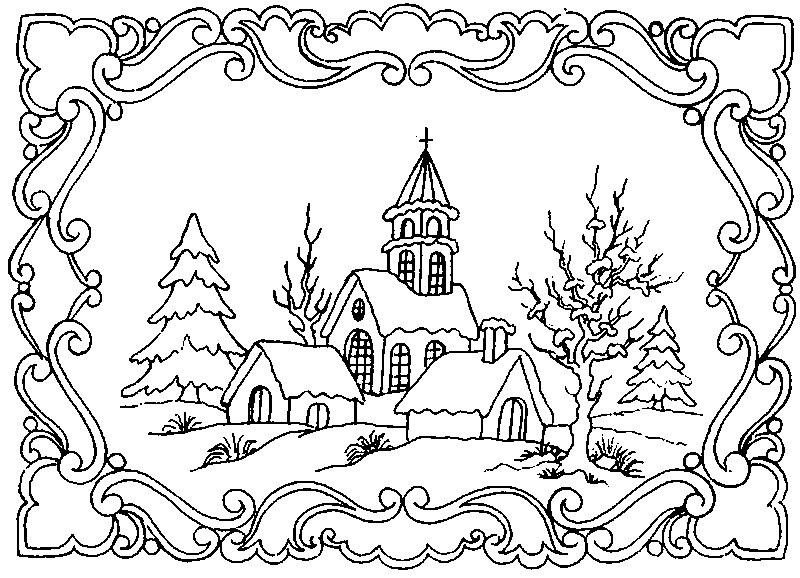 Desenho para colorir anti stress Inverno