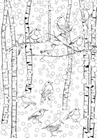 Art Therapy coloring page Birds in winter under the snow