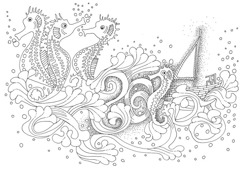 Desenho para colorir anti stress Mar