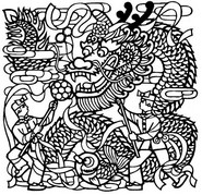 Art Therapy coloring page Chinese Dragon Dance 