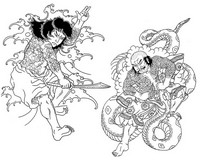 Dibujo para colorear relajante Samurais